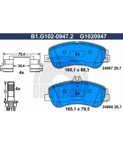 GALFER Колодки дисковые 4 шт