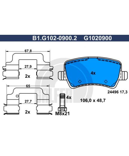 GALFER Колодки дисковые 4 шт