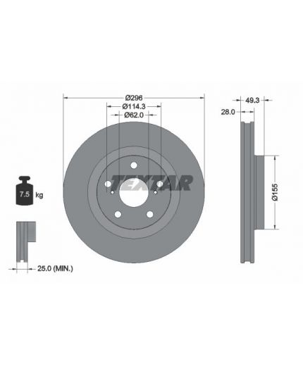 Textar Тормозной диск с покрытием PRO