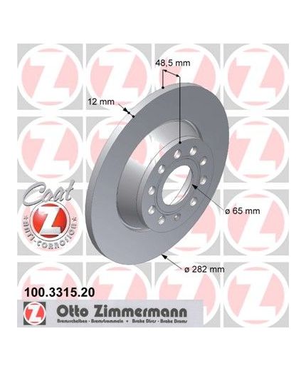 ZIMMERMANN Тормозной диск задний