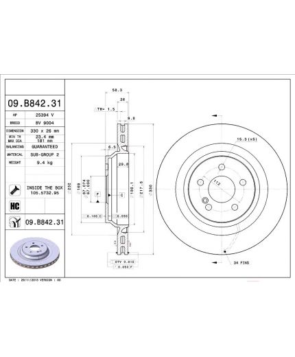 BREMBO Тормозной диск задний