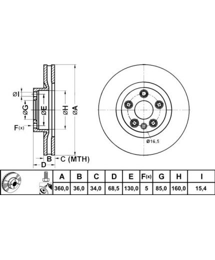 ATE Тормозной диск передний (правый)