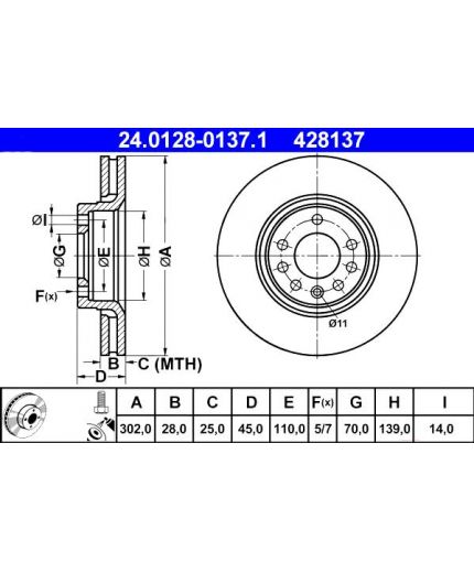 ATE Тормозной диск передний
