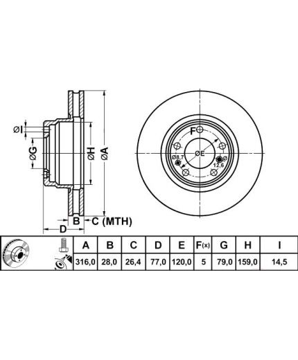 ATE Тормозной диск передний