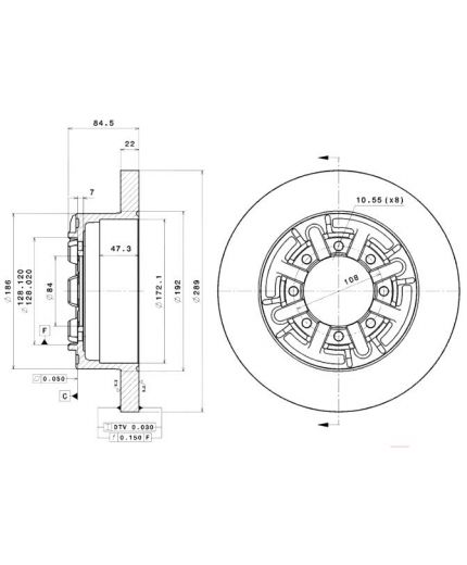 BREMBO Тормозной диск задний