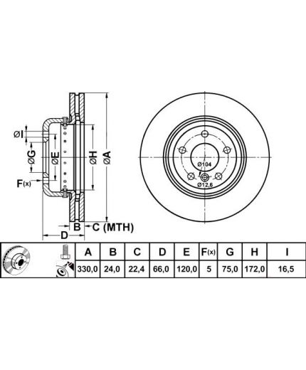 ATE Тормозной диск передний (2-секционнный)