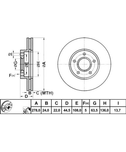 ATE Тормозной диск передний
