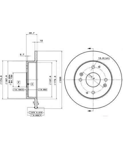 BREMBO Тормозной диск задний