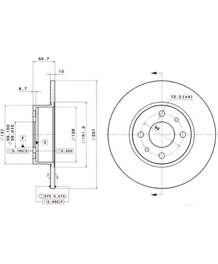 BREMBO Тормозной диск задний
