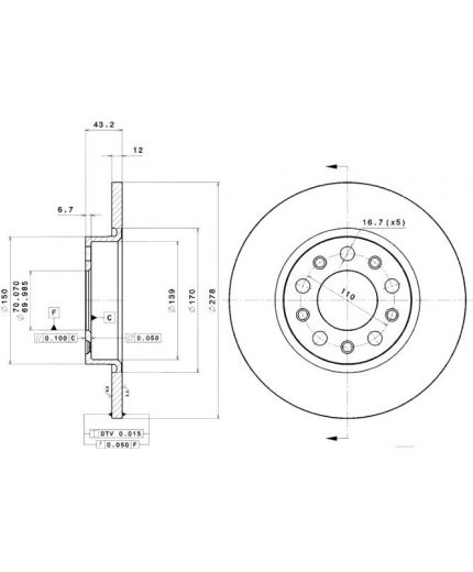BREMBO Тормозной диск задний