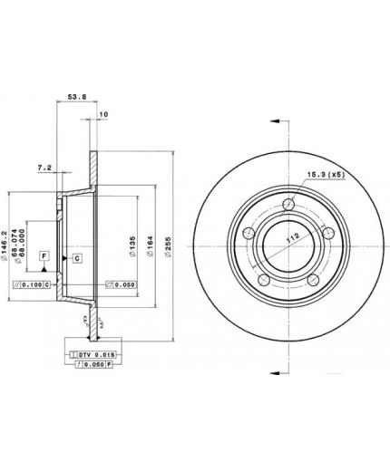 BREMBO Тормозной диск задний