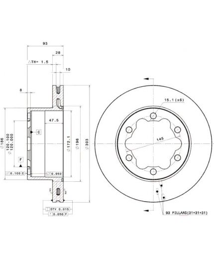 BREMBO Тормозной диск задний