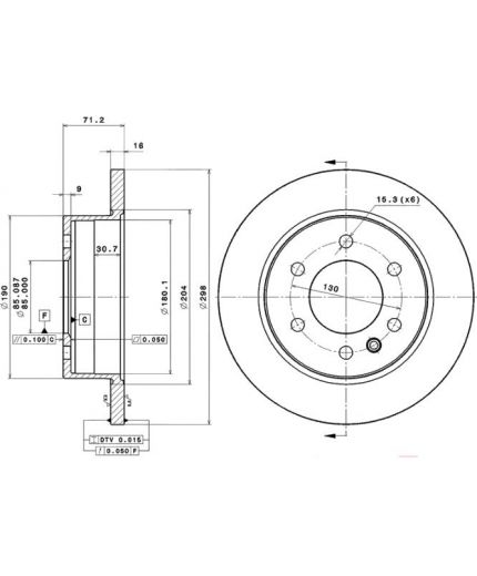 BREMBO Тормозной диск задний с покрытием
