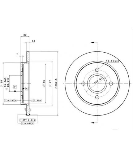 BREMBO Тормозной диск задний