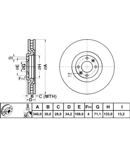 ATE Тормозной диск передний