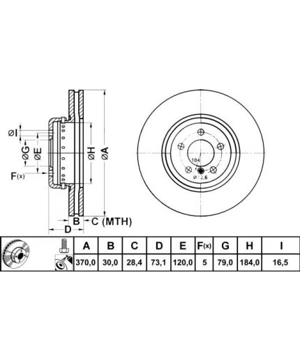 ATE Тормозной диск передний (двухсоставной)