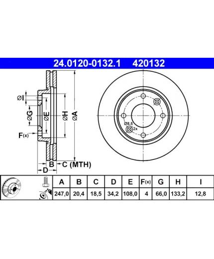 ATE Тормозной диск передний