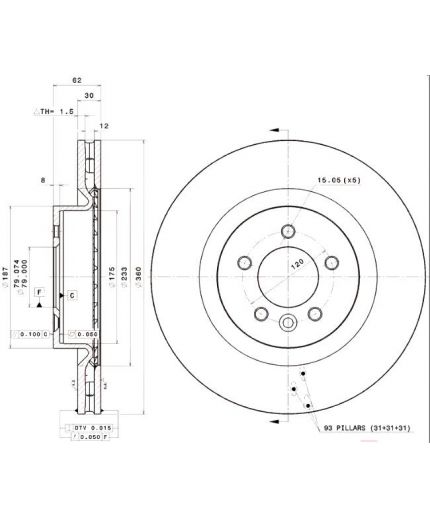 BREMBO Тормозной диск передний Фото 2