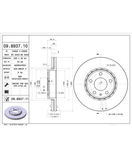 BREMBO Тормозной диск передний