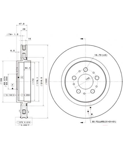 BREMBO Тормозной диск задний