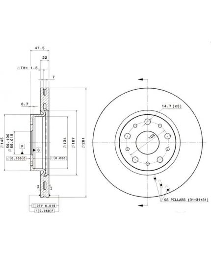 BREMBO Тормозной диск задний