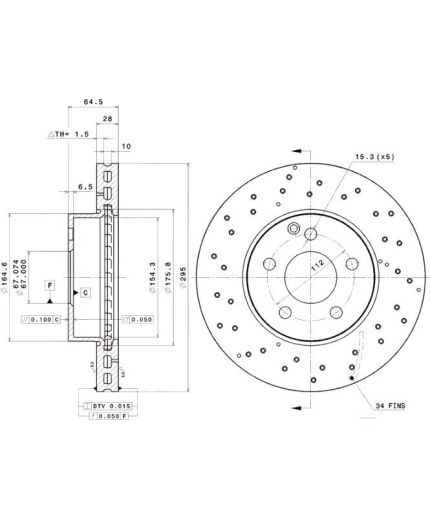 BREMBO Тормозной диск с покрытием Фото 2