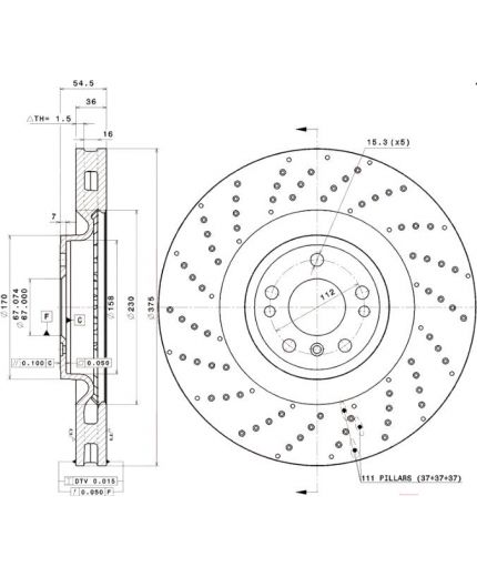 BREMBO Тормозной диск передний перфорированный Фото 2
