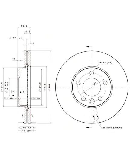 BREMBO Тормозной диск передний
