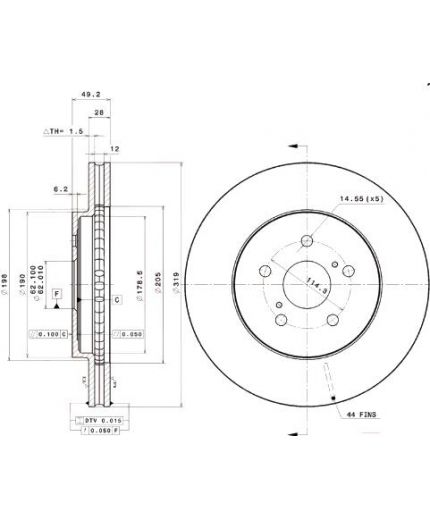 BREMBO Тормозной диск передний с покрытием