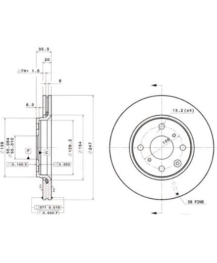 BREMBO Тормозной диск передний