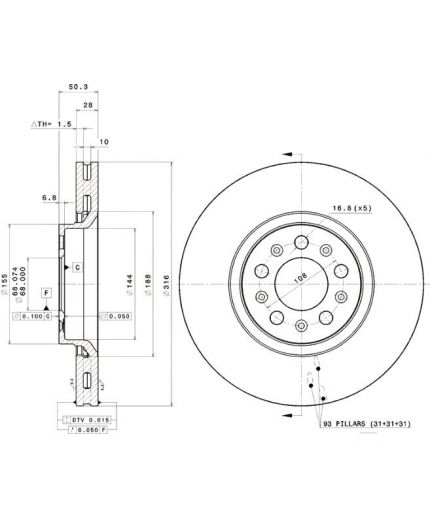 BREMBO Тормозной диск передний Фото 2