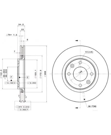 BREMBO Тормозной диск передний
