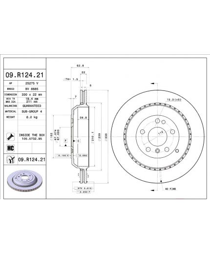 BREMBO Тормозной диск задний