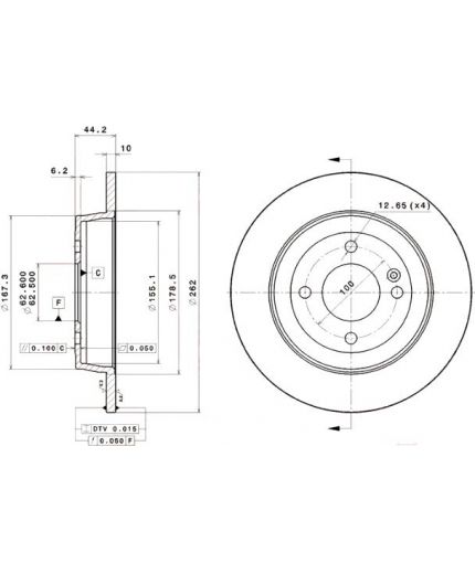 BREMBO Тормозной диск задний Фото 3