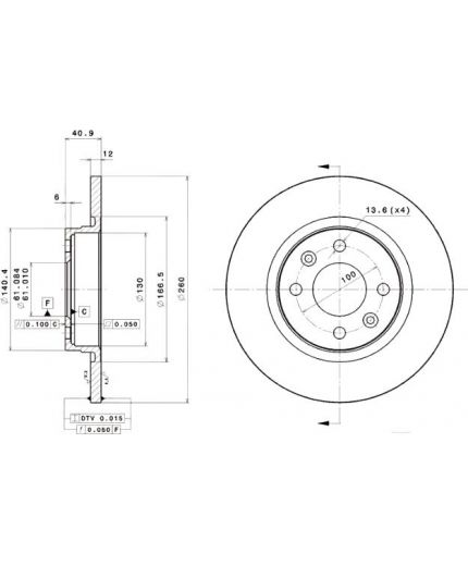 BREMBO Тормозной диск задний