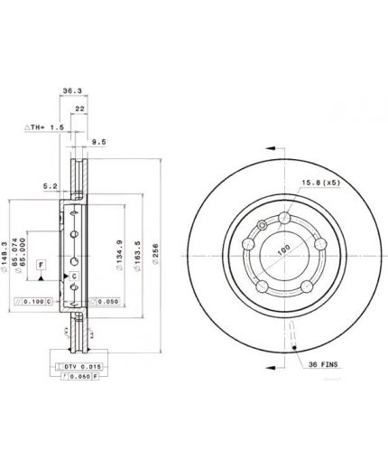 BREMBO Тормозной диск задний