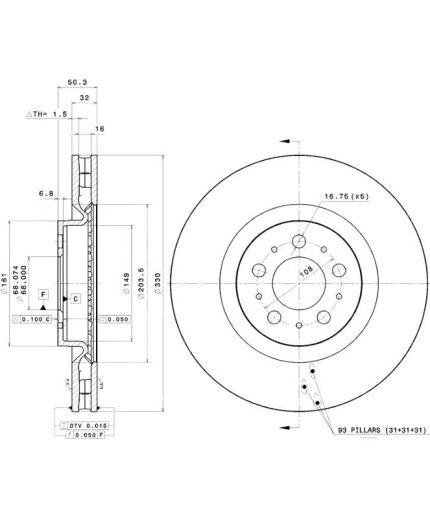 BREMBO Тормозной диск передний