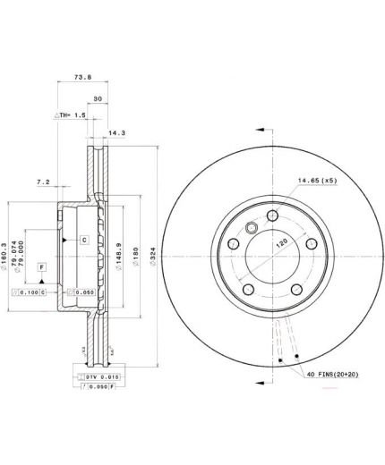 BREMBO Тормозной диск передний