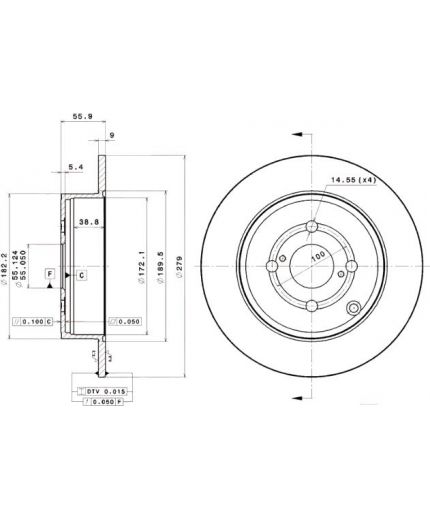 BREMBO Тормозной диск задний
