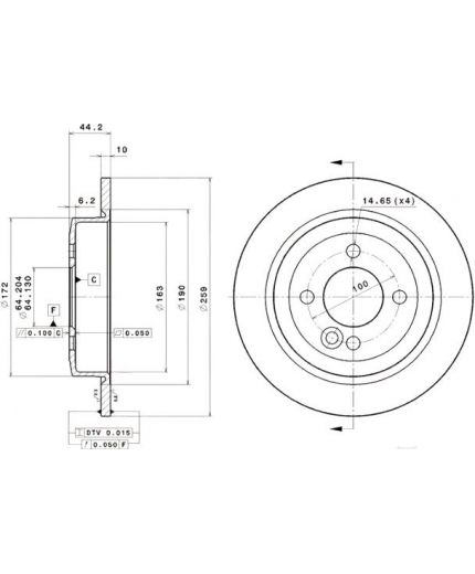 BREMBO Тормозной диск задний
