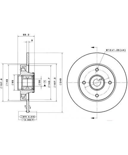 BREMBO Тормозной диск задний