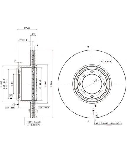 BREMBO Тормозной диск задний