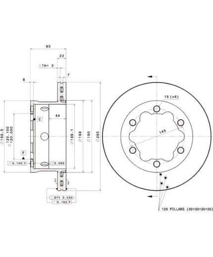 BREMBO Тормозной диск задний (вентилируемый)