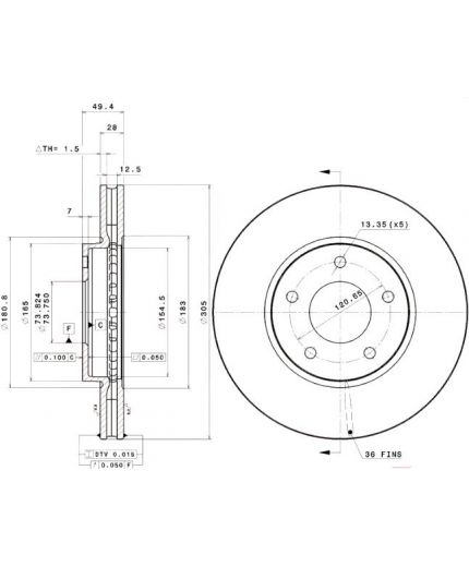 BREMBO Тормозной диск передний