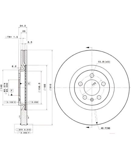 BREMBO Тормозной диск передний