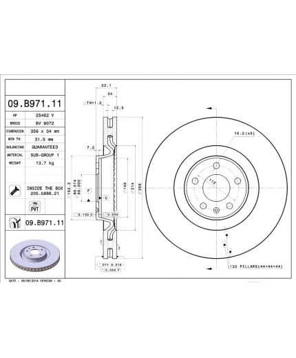 BREMBO Тормозной диск передний