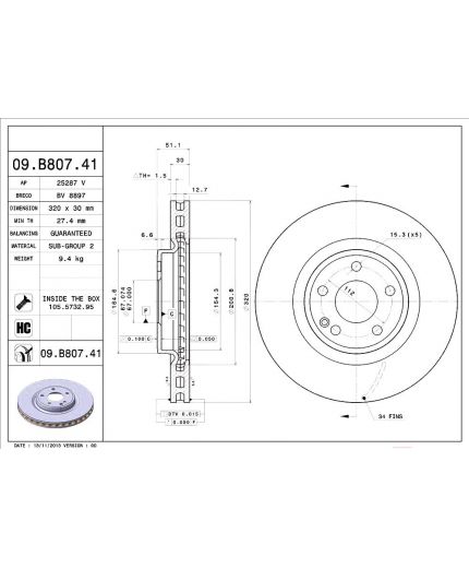 BREMBO Тормозной диск передний