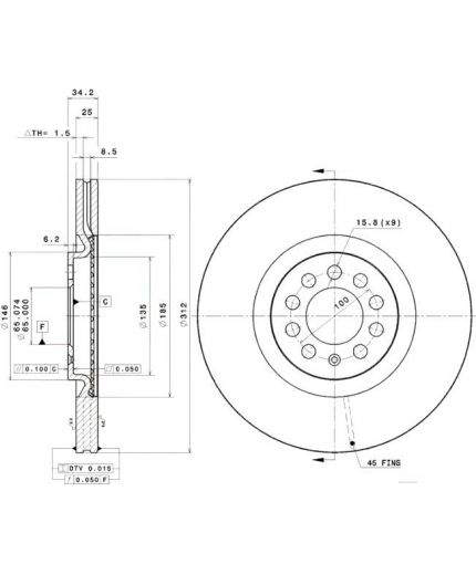 BREMBO Тормозной диск передний