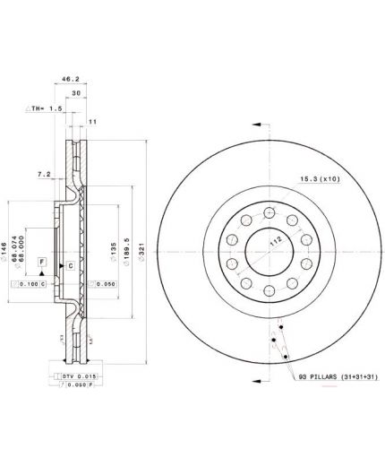 BREMBO Тормозной диск передний