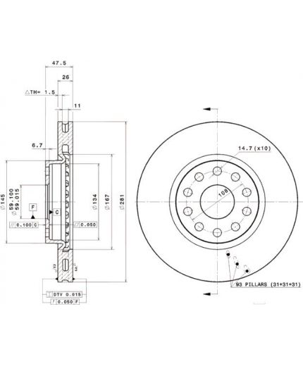 BREMBO Тормозной диск передний
